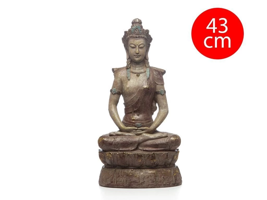 DIOS HINDU BUDA MEDITANDO 43 CM DETALLE CELESTE Y DORADO