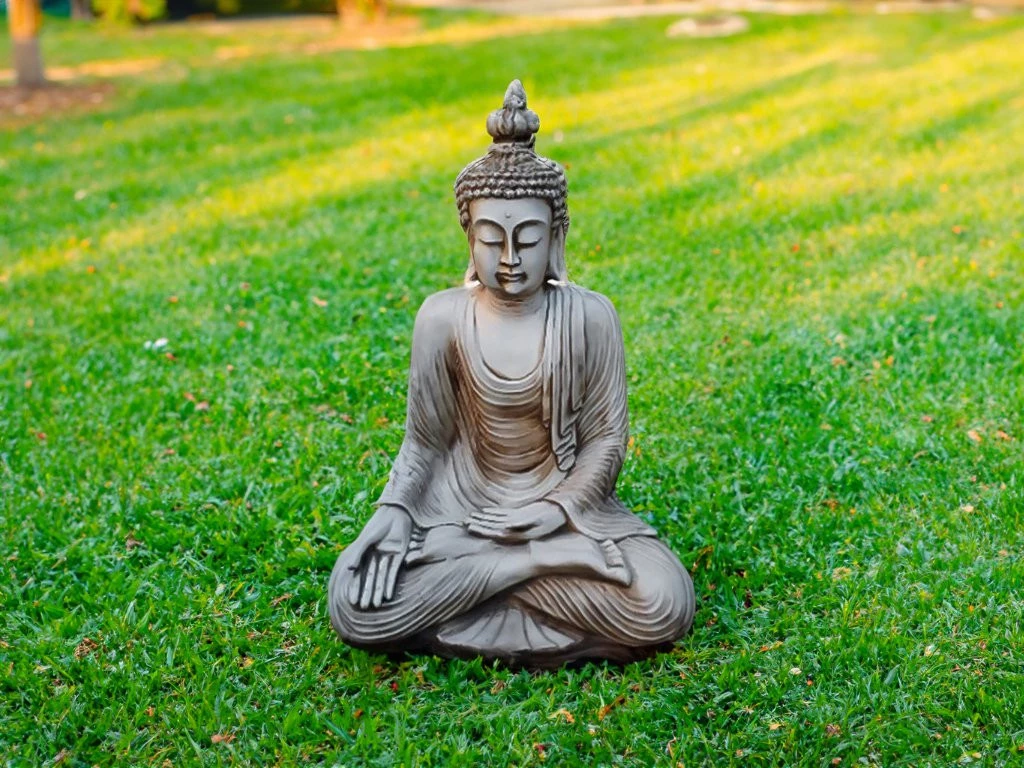 IMAGEN RESINA ARTESANAL BUDA CORONA GRANDE 90CM