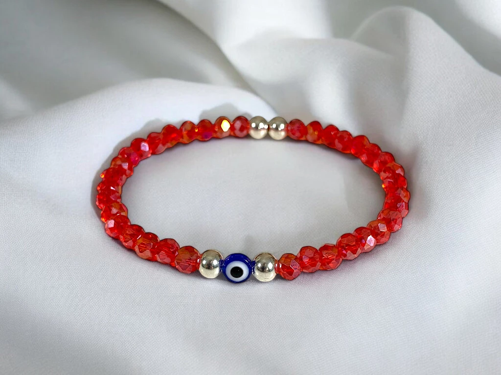 PULSERA CRISTAL OJO TURCO ROJA PREMIUM