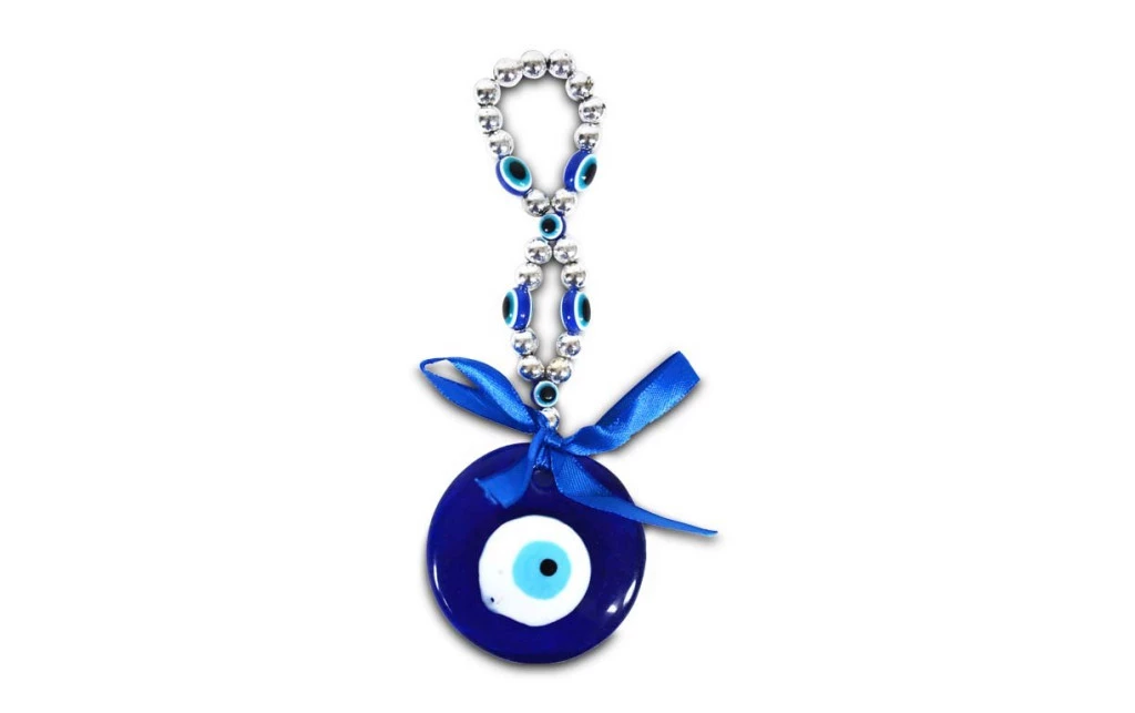 COLGANTE OJO TURCO DE VIDRIO 6CM X 16CM LARGO