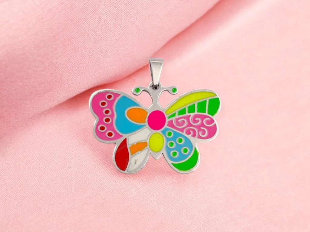 DIJE MARIPOSA ACERO ESMALTADO COLORES
