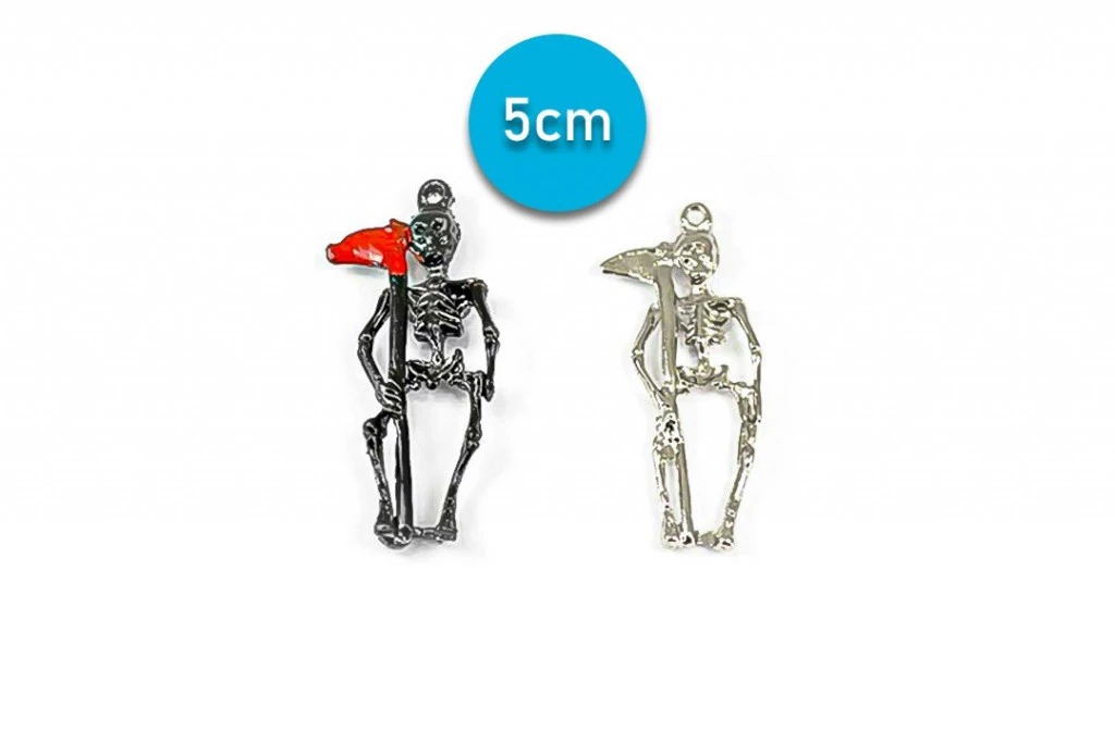 DIJE SAN LA MUERTE ESQUELETO GRANDE  (NIQUEL/NEGRO) 5 CM