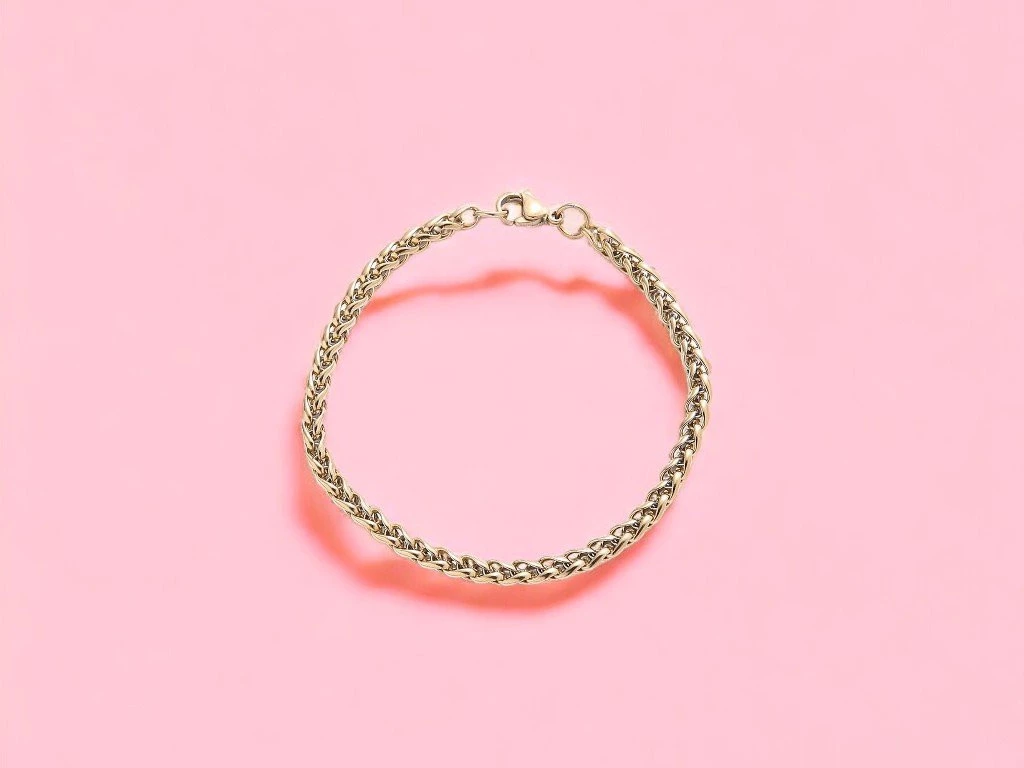 PULSERA ACERO DORADO TRENZADO X18CM