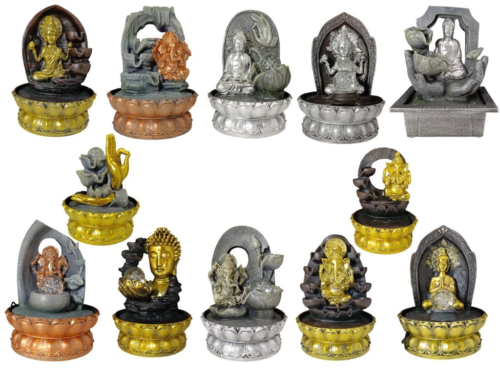 FUENTE DE AGUA RESINA BUDA/ GANESH VS MODELOS MOTOR C/LED (28 A 30CM)