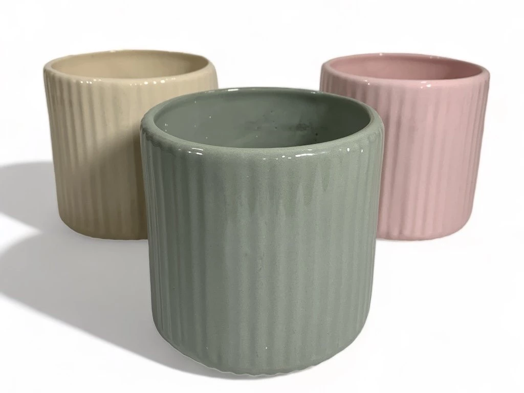 MACETA CERAMICA RAYAS MEDIANA  10X10CM