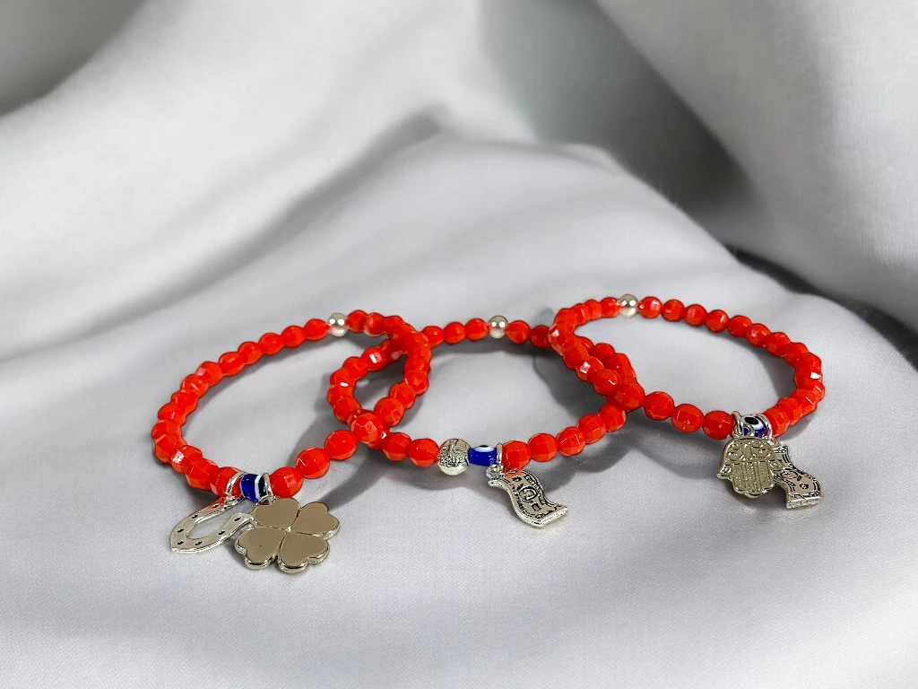 PULSERA DIJES AMULETO OJO TURCO FACETADA ROJA